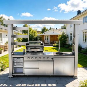 Image 1 of outdoor kitchen island with grill